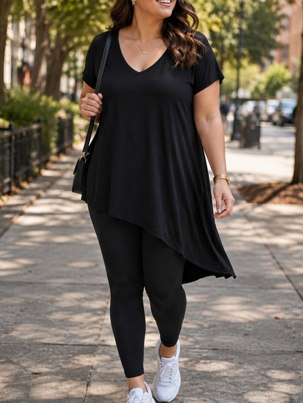 Lululemon Athletica Black V-Neck Asymmetric Hem Tunic Top Casual Travel